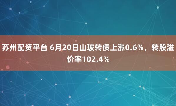 苏州配资平台 6月20日山玻转债上涨0.6%，转股溢价率102.4%