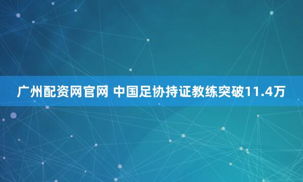 广州配资网官网 中国足协持证教练突破11.4万